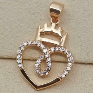 18kt Gold Filled Heart & Crown Topaz Pendant
